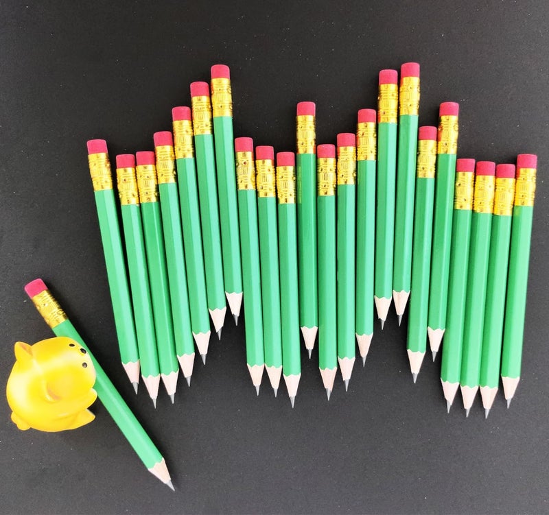 Adhere 25pcs Golf Pencils with eraser Hexagon Wooden Pencils Graphite 2B for Golf Event Scoring,Classroom,Wedding,Company Meetings,Pew, Pocket (Light Green) - Image 5